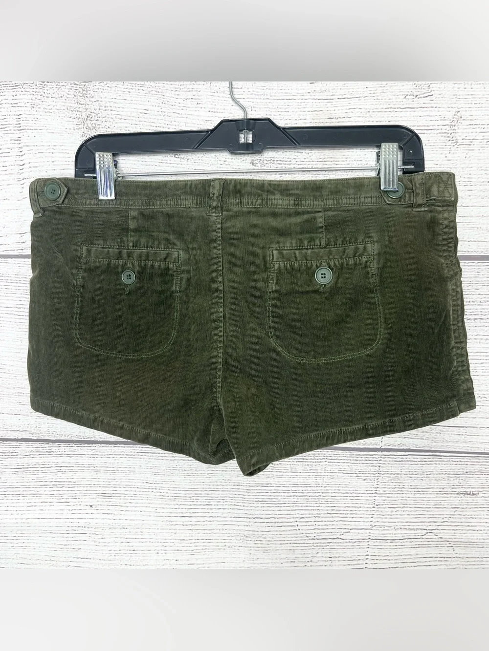 Vintage Y2K Olive Green Stretch Corduroy Low Rise Short Shorts Size 11